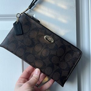 Coach Signature Print Wallet Wristlet